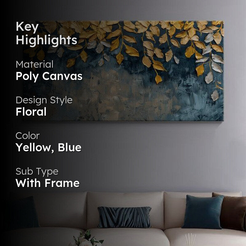 Golden Foliage Poly Canvas Wall Painting media 2