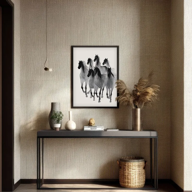 Wild Horse Cascade Wall Painting With Black Frame media 7