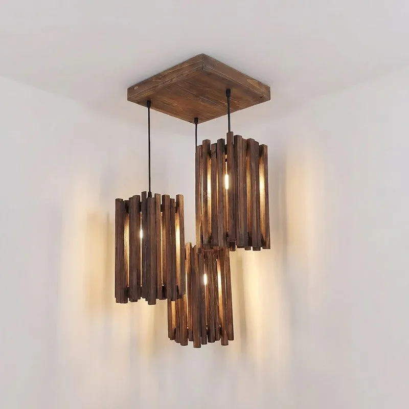 CageLine Wooden Ceiling Lamp - Brown media 7
