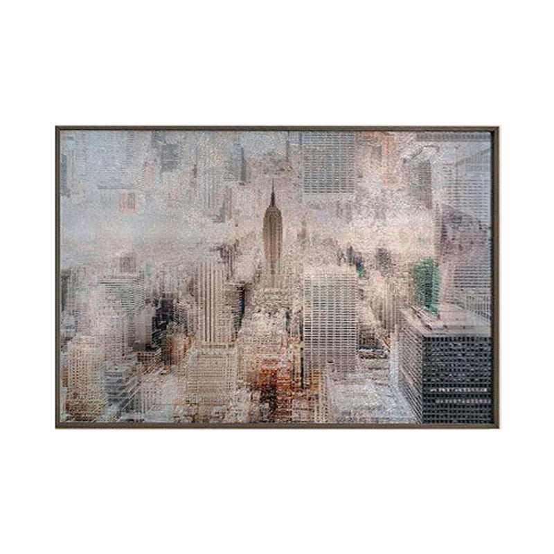 Manhattan at Dusk Canvas Painting - Black Frame media 6