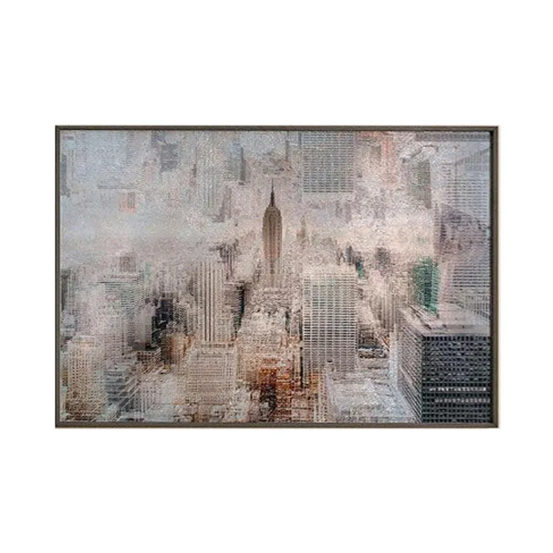 Manhattan at Dusk Canvas Painting - Black Frame media 6