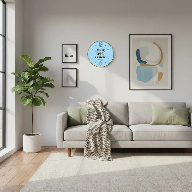 Your Time Is Now Round Analog Wall Clock - Blue media 4