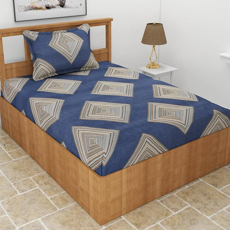 Hayes Geomatric Microfiber Bedsheet (Aegean Blue) - 130 GSM media 3