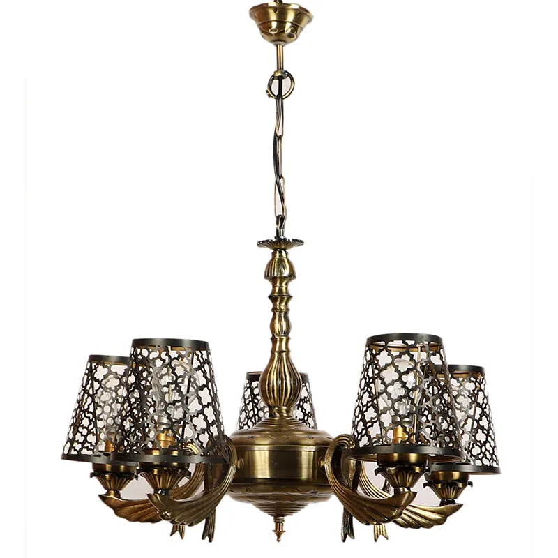 Enva Etched Vistara Metal Antique Ceiling Lamp - Gold media 3