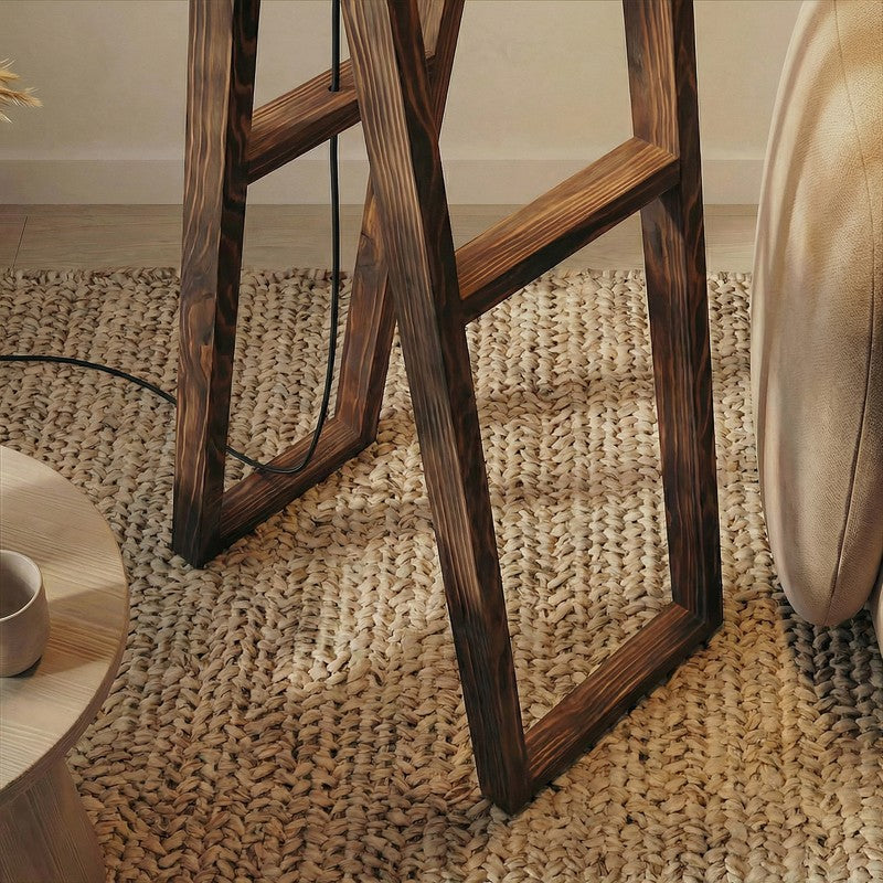 BeigeGlow Wooden Floor Lamp - Brown media 4