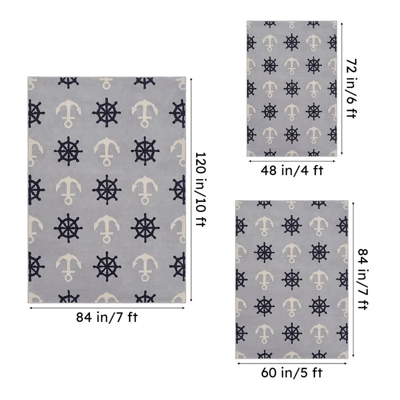 Anchors Hand Tufted Aweigh Kids Wool & Nylon Carpet - Blue media 15