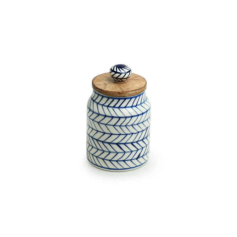 Chevron Crest Handpainted Ceramic Airtight Jar (470 mL Each) - Set Of Two media 4