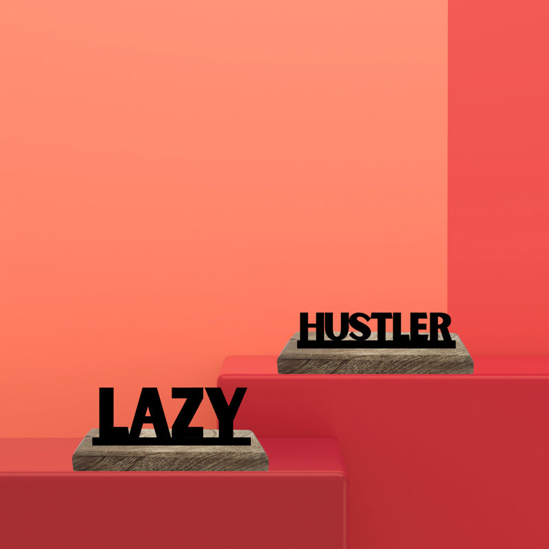 Lazy & Hustler Typography Showpiece - Set Of Two