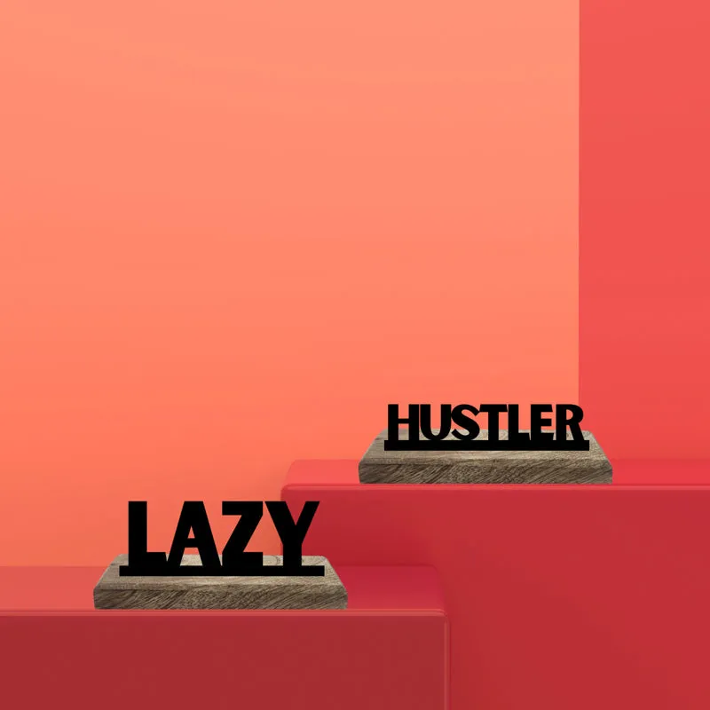 Lazy & Hustler Typography Showpiece - Set Of Two media 1