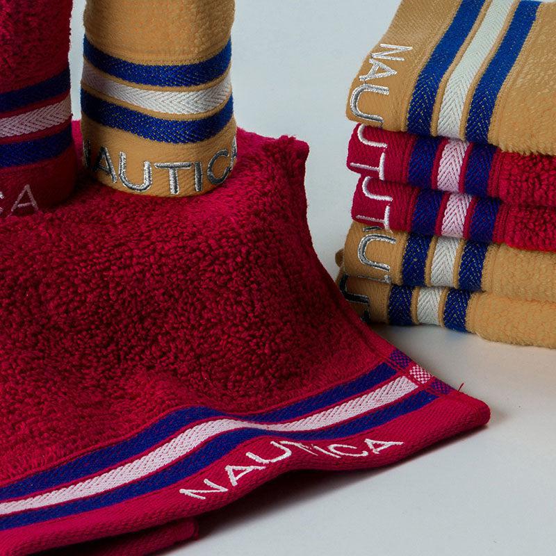 Nautica Dove Down Cotton Face Towel (Burgundy & Beige) - Set Of Eight media 3