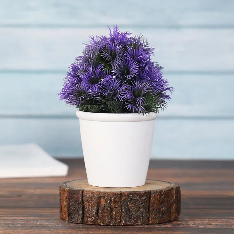 Aalto Artificial Plant With Black Plastic Pot (Green & Purple) - Set Of Two media 5