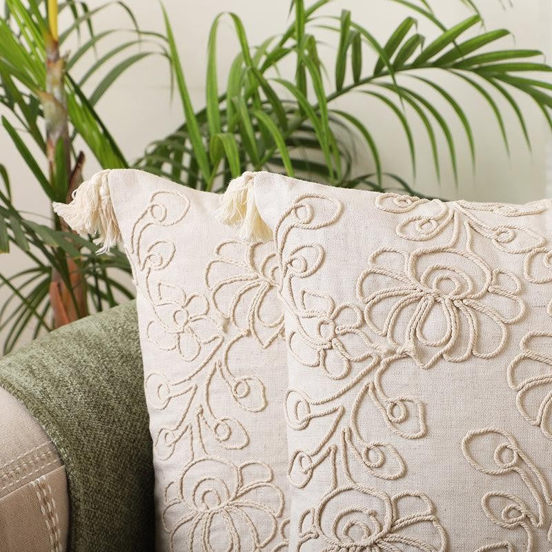 Alpine Winters Embroidered Cotton Cushion Cover - Set Of Two media 3