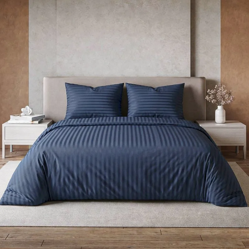 PureLine Cotton Bedsheet (Navy Blue) - 600 TC media 1
