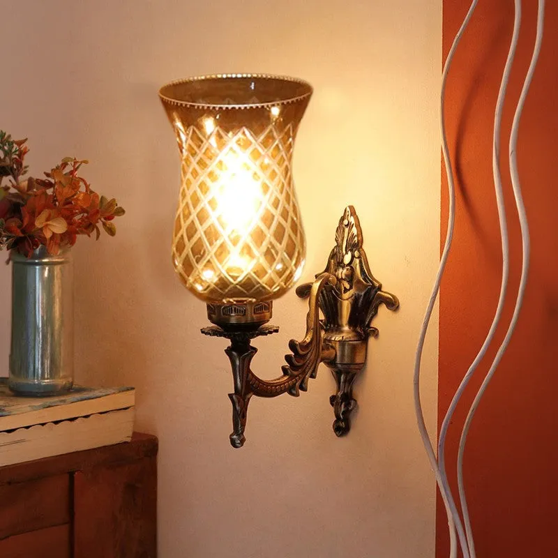 Honey Glow Gothic Amber Glass Wall Lamp media 3