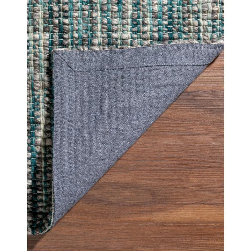 Artistry Threads Hand Woven Wool Rug - Sea Blue & Brown media 7