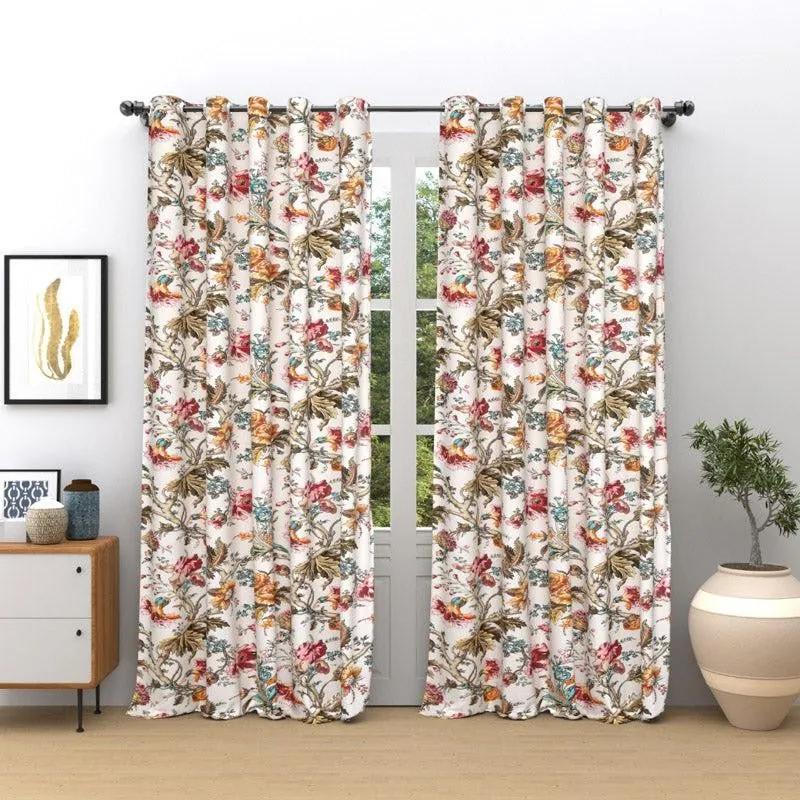 Mivaana Floral Curtain - Red media 4