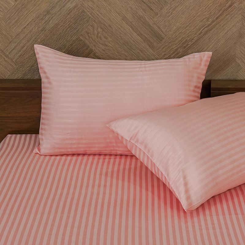 Reposi Striped Cotton Bedsheet (Pink) - 300 TC media 4