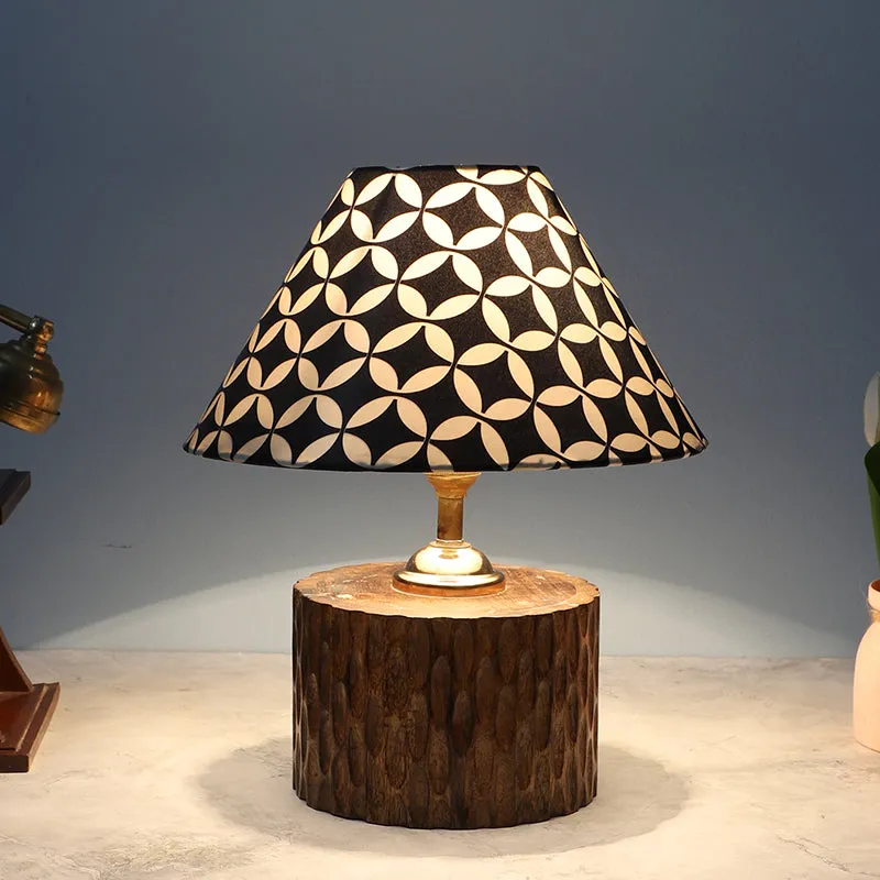 Tatami Trunk Printed Mango Wood Table Lamp - Black,White,Brown media 1