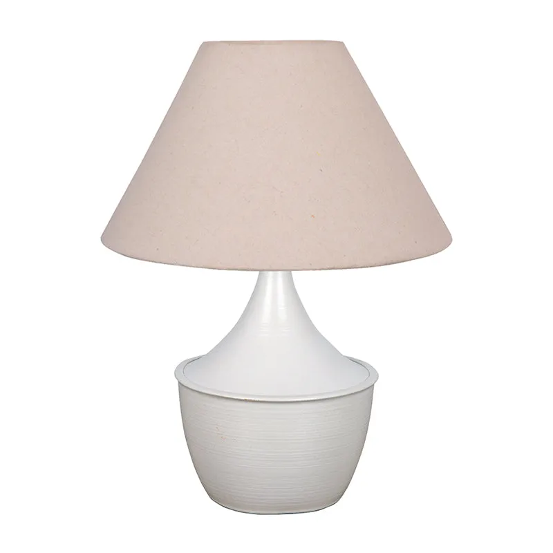 Obliqe Metal Table Lamp - White,Beige media 3