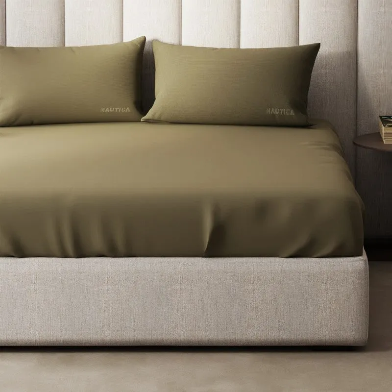 Nautica Cove Accent Solid Cotton Bedsheet (Mocha) - 300 TC media 5