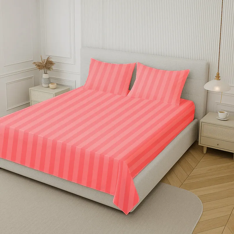 Elegance Striped Cotton Bedsheet (Maroon) - 210 TC media 3