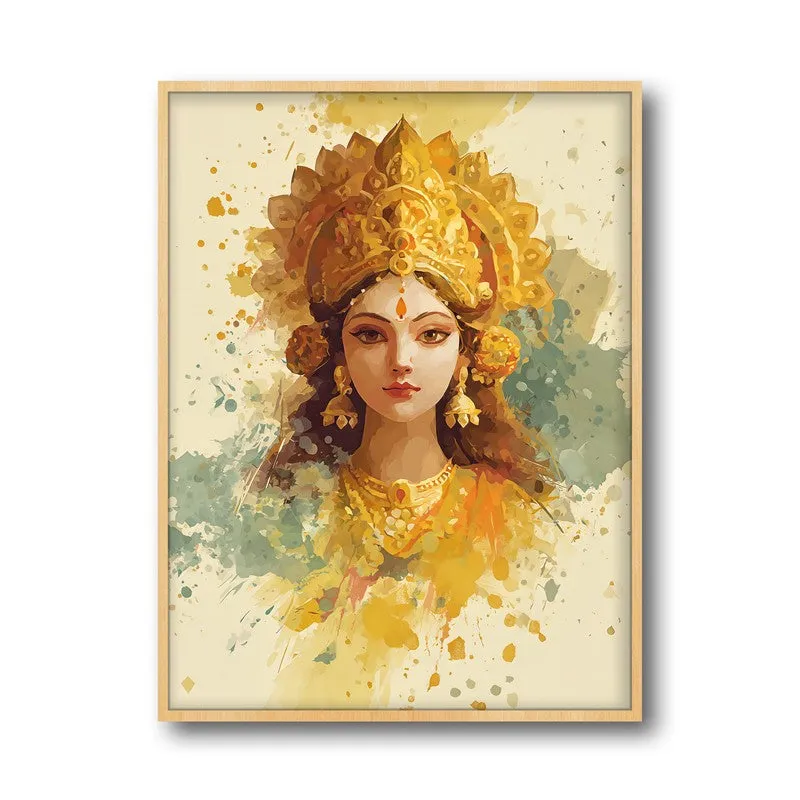Soothing Aura Maa Durga Archival Paper Wall Art - Natural Brown Frame media 5
