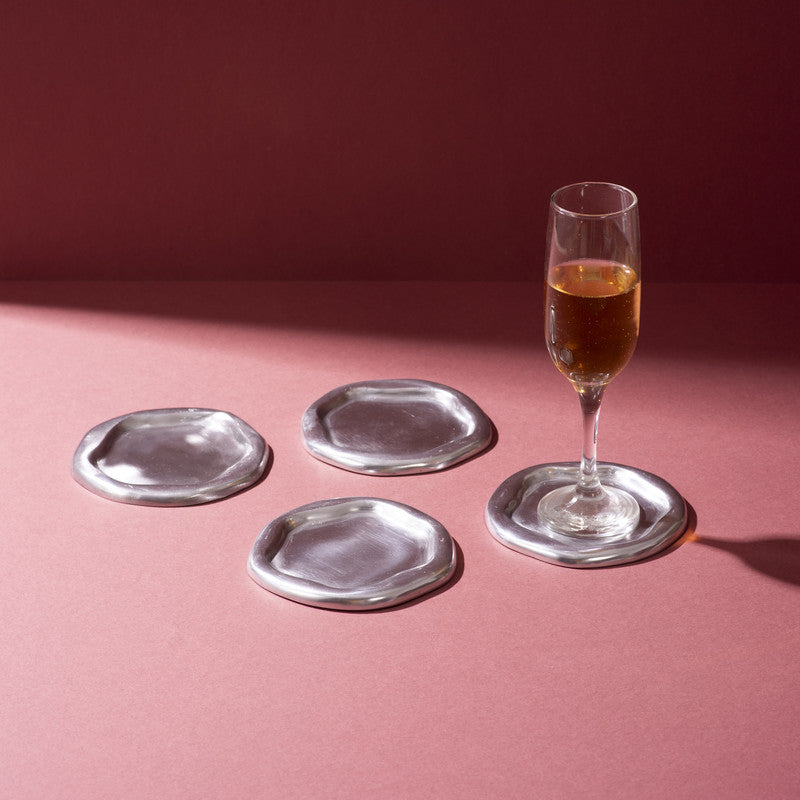 Radiant Hexa Aluminium Coaster - Set Of Four