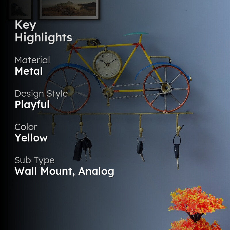 Cycle Utility Key Holder Metal Wall Clock media 2