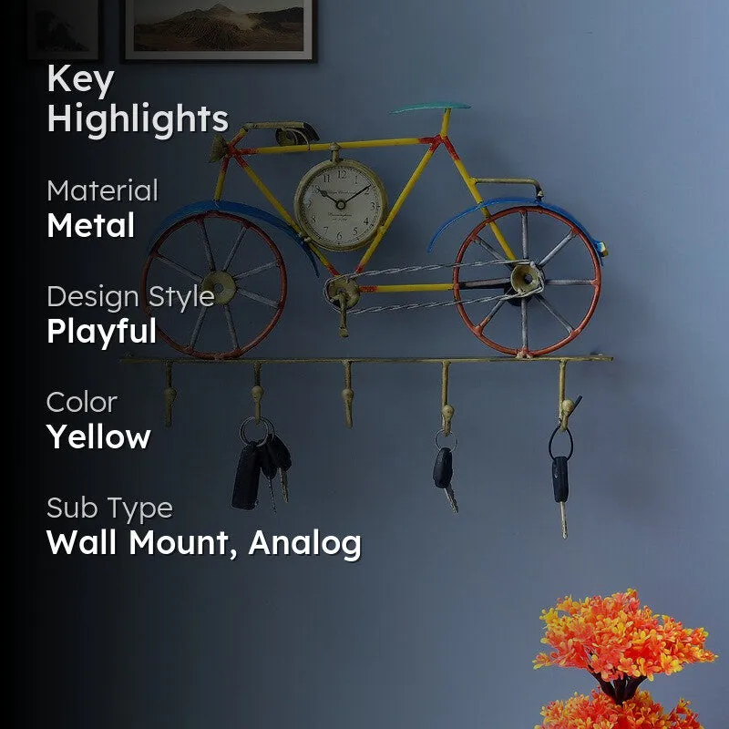 Cycle Utility Key Holder Metal Wall Clock media 2