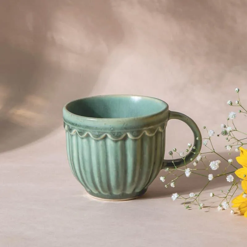Terra Ceramic Coffee Mug (350 mL Each/Aqua) - Set of Two media 3