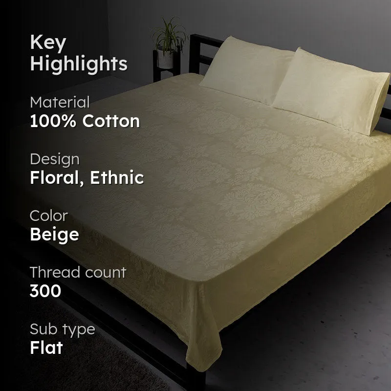 Symmetry Charm Jacquard Cotton Bedsheet (Ivory) - 300 TC media 2