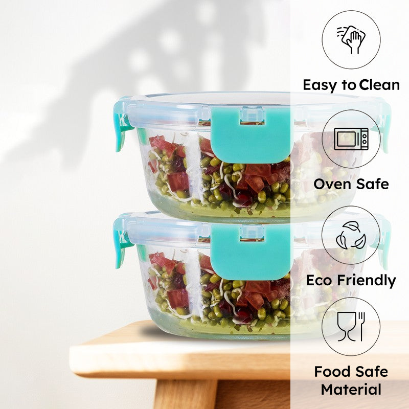 Bitez Leak Proof Glass Lunch Box (780 mL Each) - Set Of Two