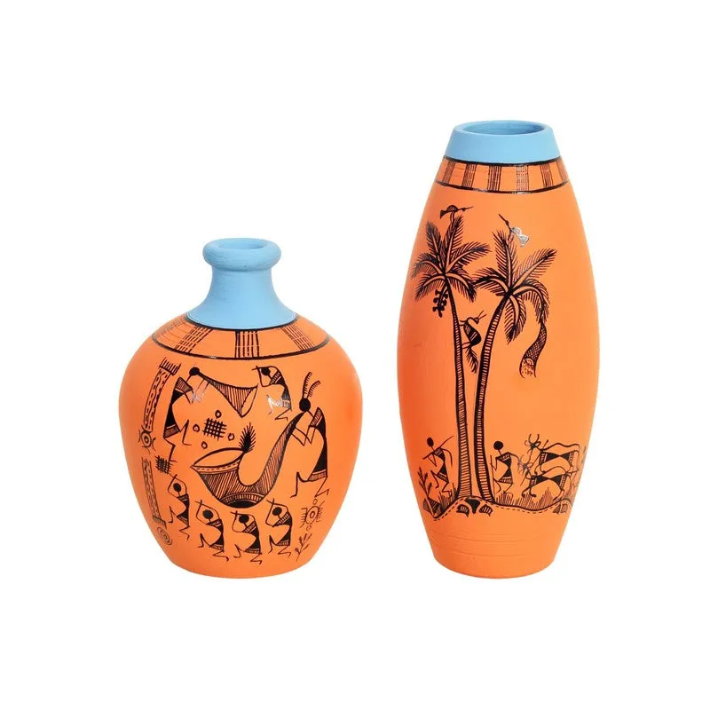 Terrava Artistic Orange & Blue Ceramic Vase - Set Of Two media 3