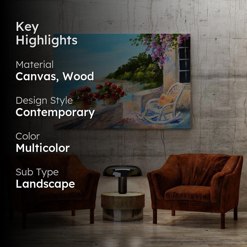 Balcony Near The Sea Canvas Wall Painting - Gallery Wrap media 2