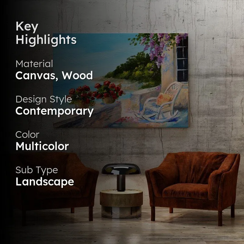 Balcony Near The Sea Canvas Wall Painting - Gallery Wrap media 2