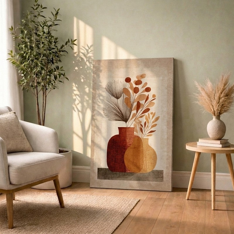 Earthy Vase Composition Canvas Wall Art
