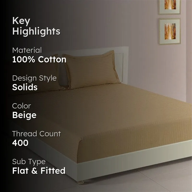 Swayam Aamodh Solid Cotton Bedsheet (Beige) - 400 TC media 2