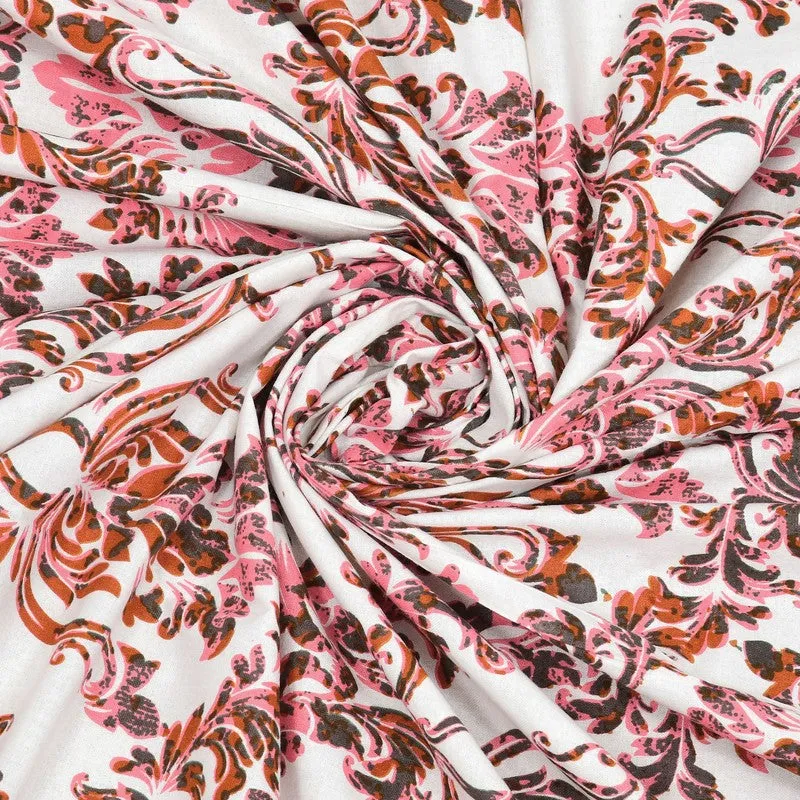 Grida Cotton Bedsheet (Rust,Pink) - 240 TC media 5