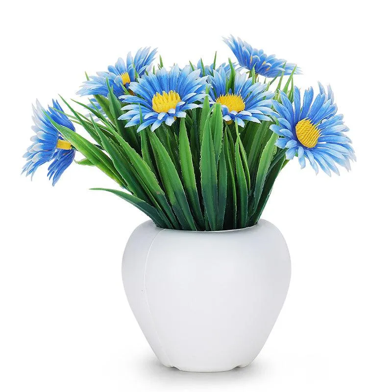 Faux Daisy Dove Plant With Black Plastic Pot - Set Of Three media 5