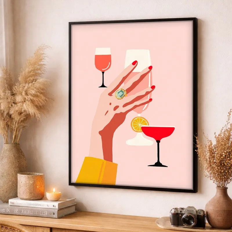 Wineglass Canvas Wall Painting - Black Frame media 3