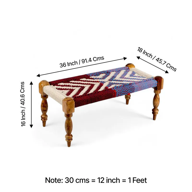Flexo Sheesham Wooden Bench with Stools (Multicolor) - Three Piece Set media 10