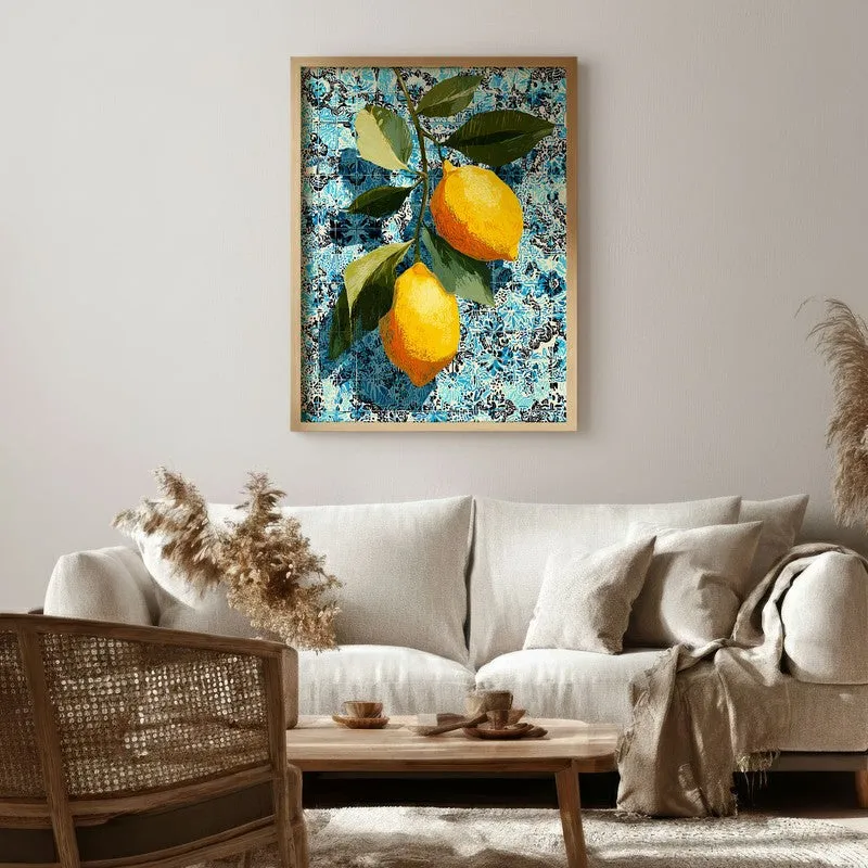 Citrus Splash Canvas Wall Painting - Brown Frame media 1