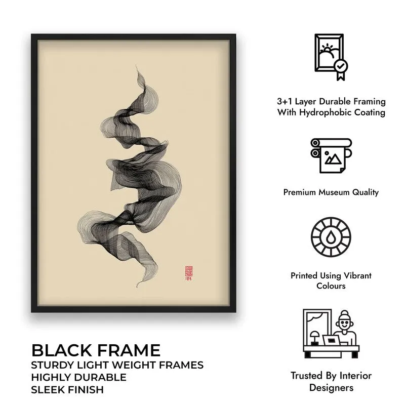 Calligraphy of Calm Archival Paper Wall Painting With Black Frame media 9