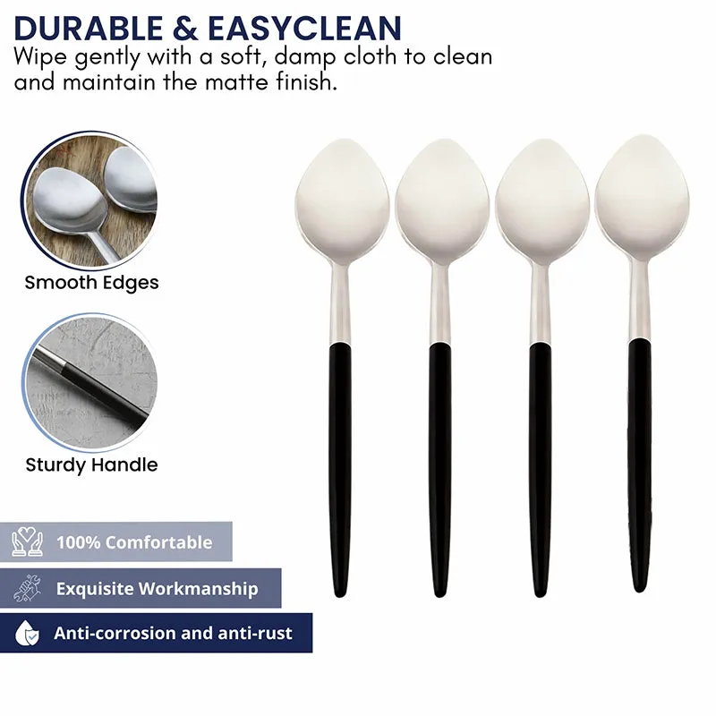 Stirling Stainless Steel Spoon Set (Silver & Black) - Set Of Six media 6