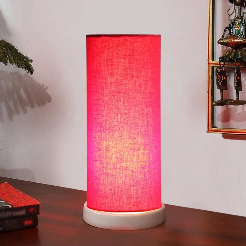 Esto Tower Wooden Table Lamp - Red,White media 1