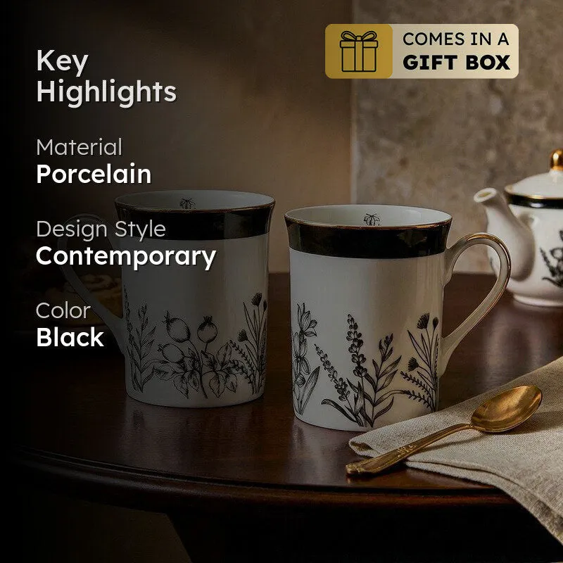 Gilded Bee Classic 24k Gold Brushed Porcelain Coffee Mug (300 mL Each) - Set Of Four media 2