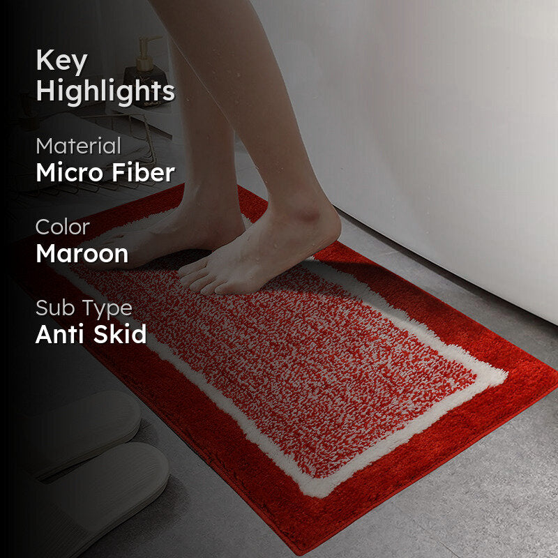 Luxe Anti Skid Bath Mat - Maroon media 2