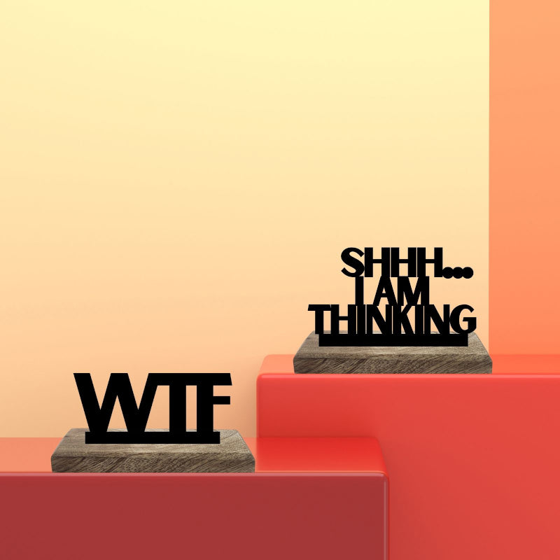 Contemplative Silence Typography Showpiece - Set Of Two