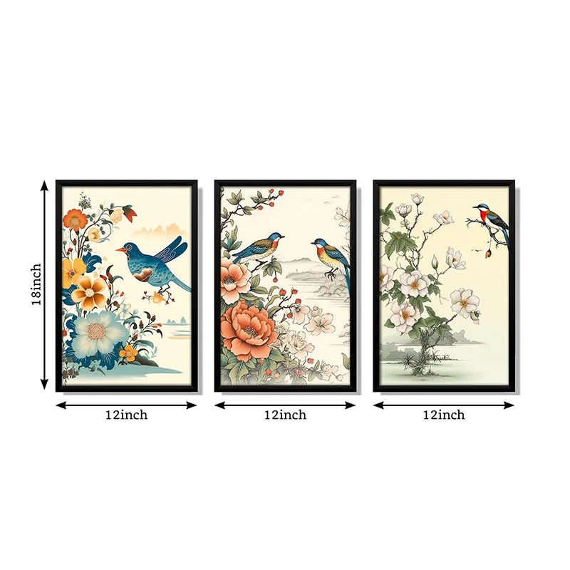 Whimsical Songbirds Wall Art With Frame - Set Of Three media 7
