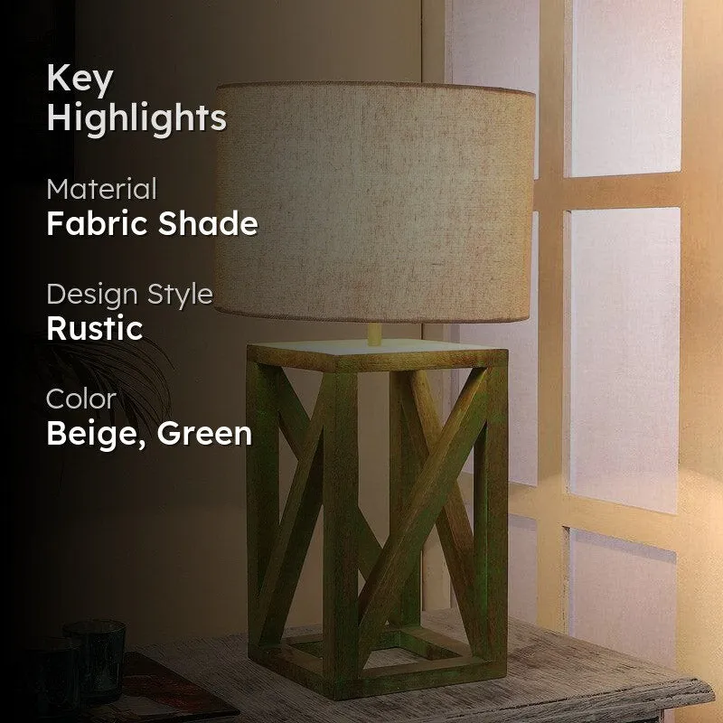 Echo Criss Cross Fabric Table Lamp - Beige,Green media 2